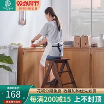Household solid wood folding ladder stools multifunctional kitchen high stools chairs save space folding stools stair stools