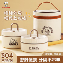 Snoopy insulation lunch box for the class stainless steel breakfast insulation box heats Japanese convenience box package