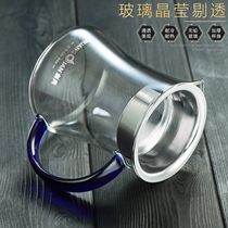 Creative heat-resistant glass Road cup thick male Cup Tea Fair Cup with 304 stainless steel tea set tea set