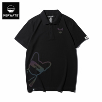KERWATS2021 new puppy reflective printing hip-hop large size cotton t-shirt youth polo shirt mens short-sleeved