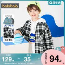 Balabala boy shirt CUHK Tong Baby Plaid Pure Cotton Fried Street Lining 2022 Spring and Autumn Child Clothing Children