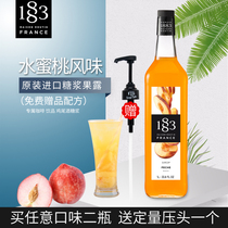 Imported from France 1883 Lutian peach flavor syrup Peach fruit dew 1000ml coffee cocktail