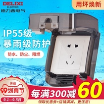 Delixi waterproof socket waterproof cover 86 type switch waterproof box bathroom toilet splash box outdoor protective cover