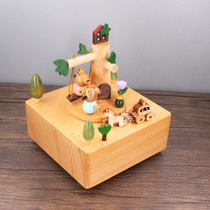 Music box Music box Wooden crafts Creative birthday gifts Solid wood music box Music box Wood crafts