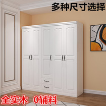 All solid wood pine wardrobe White one two three four five six door pastoral door children plus corner cabinet European custom