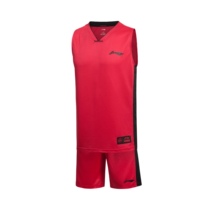 China Li Ning Breathable Sweat Suction basketball Series Mens Competition Suite V Collar Color Design Sportswear AATK003