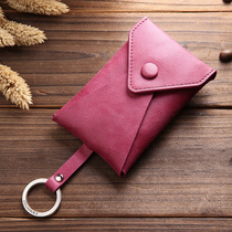 Car key bag female Korean creative small leather cowhide tide multifunctional mini cute personality pull key chain