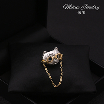 Japanese and Korean cute cartoon glasses cats small pin pin fixed clothes small button needle decorated exquisite animal accessories