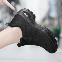  Black dance shoes square dance shoes soft-soled increased thick-soled sports jumping shoes mid-heel dancing shoes four seasons fitness shoes