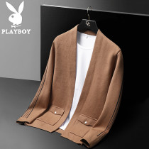 Playboy 2021 New sweater coat men Korean version trend handsome autumn wear thin mens knitted cardigan