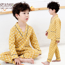 Boys home clothing Spring and autumn baby cotton pajamas autumn childrens foreign long sleeve trousers suit Korean version of air-conditioned clothing