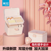 Tea flower medicine box Family clothes domestic large capacity multi-layer medicine box Emergency medical treatment Medical containing medicine small medicine box