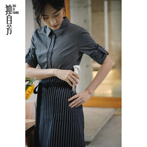 Alone Fang Hotel Catering Hotpot Milk Tea Shop West Restaurant Attendant Fashion Work Clothes Long Sleeve Shirt Lady Spring Autumn