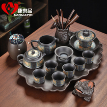 Kangle product raw mine purple sand cover bowl tea set set set of simple household tea cup tea tray kung fu tea set