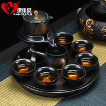 Kangle product automatic tea set gilt silver tea set household stone mill lazy kung fu tea set rotating water Tea Maker