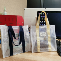 Transparent lunch box bag Bento bag PVC tote bag Waterproof and oil-proof lunch bag Makeup storage bag Hand-carried shopping bag