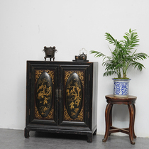 Qing Dynasty Sketch Golden Cabinet Chaozhou Cabinet Tea Cabinet Bookcase Antique Collection Old objects Ming Qingku Old home with ancient playing chore