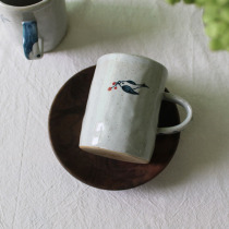 Sichuan Valley Jingdezhen Handpainted Small Bird Cute Ceramic Cups With Spoon Day Style Home Coffee Cup Womens Summer