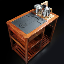 Rosewood tea car solid wood tea table movable wheeled tea tray set kung fu small tea table hedgehog red sandalwood tea cabinet