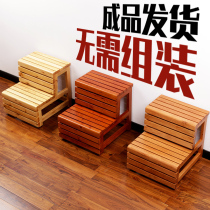 Versatile solid wood Home Ladder Bench Two Steps Stairs Indoor Dual-use Treading Non-slip Step Climbing High Up Small Ladder