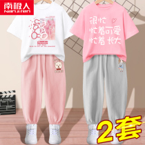 Girl Nets Red Suit Foreign Air Boy Clothing Kids Summer Trendy Pure Cotton Short Sleeve Girl Summer Clothing Baby Clothes