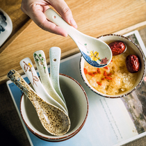 Day style and small soup spoon Ceramic Small Soup Spoon Son Retro Long Handle Spoon Rice Spoon Small Spoon Cutlery Cutlery Household Tablespoon