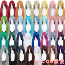 AICOS 100CM long straight hair universal female costume animation long hair mother shape cos wig wig wig hair long bangs