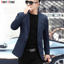Handsome casual suit mens coat single spring and autumn Korean trend middle-aged suit jacket mens slim thin