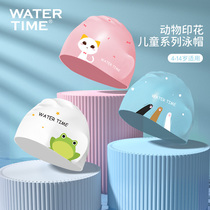 WaterTime children swimming cap boys and girls waterproof silicone non-hair hair ear protection swimming cap printing