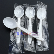 Thickened disposable spoon Plastic soup spoon Porridge spoon Dessert spoon Independent packaging white round head spoon 100 pcs