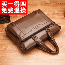 Louis noble mens bag mens handbag handbag handbag handmade briefcase male business computer single shoulder inclined satchel soft leather