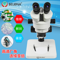 Belang binocular continuous variable magnification stereo microscope 7X-180X upper light source mobile phone repair anatomy jewelry identification