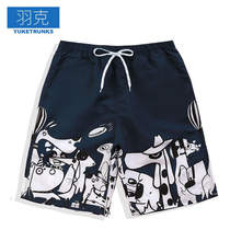 Swimming trunks mens flat angle loose size fashion fashion fashion brand five-point beach pants swimsuit quick-dry hot spring swimming equipment