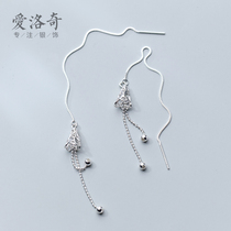 Love Loach S925 silver ear line female Korean version Fashion hollowed-out bell Bell Ear Line Temperament Sweet and long Ear Ornament Female