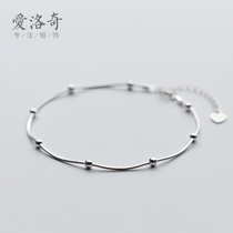 Love Rocky s925 silver light beads ankle chain ladies Korean version of simple personality snake bone chain jewelry small silver ball ring jewelry