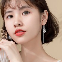 Love Loch s925 Silver Sweet Beauty Trapeze Element Earline Daughter Retro Style Little Fresher Inlaid Drilling Long earpiece