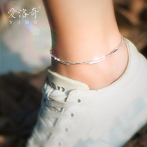 Love Rocky s925 silver anklet female fashion simple personality one-word round stick jewelry Mori Literature and Art double jewelry