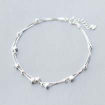 Love Rocky s925 silver double star anklet female fashion Korean sweet personality temperament fashion five-pointed star jewelry