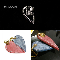 Handmade leather key chain pendant diy version drawing sample love heart shaped couple pendant acrylic out of frame Template