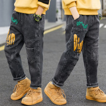 Boys jeans 2021 Spring and Autumn new childrens foreign trousers in big children Korean slim pants boy tide