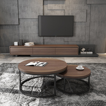 Nordic simple living room small apartment TV cabinet coffee table combination modern home fashion storage retractable floor cabinet