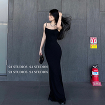 Spring and summer flat substitute Skims pure desire sexy hot girl with skinny wrap black harnesses and dress womens long dresses