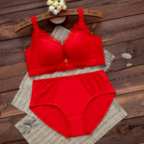 This years big red underwear womens suit without steel ring small chest gathered thick thin wedding bra