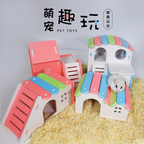 Hamster toy wooden diy furniture slide running wheel wooden nest small house Paradise Golden Bear Villa supplies