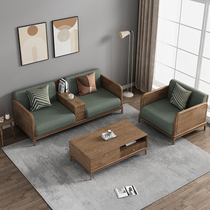 Italian minimalist wood fabric sofa Nordic simple small apartment living room household ash wood combination sofa furniture