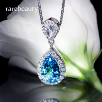 Blue natural Topaz 2021 New sterling silver necklace female summer pendant light luxury tide birthday gift for girlfriend