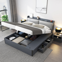 High box storage bed multifunctional light luxury 1 8 meters storage bedroom modern minimalist double bed plate king bedroom master bedroom