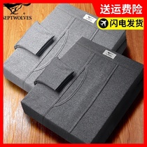 2 pieces of seven wolves pure cotton mens autumn pants loose line pants cotton pants warm thickened dad pants for the elderly and the elderly