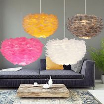 Nordic bedroom chandelier creative feather lamp girl childrens princess room warm light Net red ins clothing store lamps