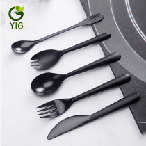 Yiguang food grade disposable PS plastic long handle European steak knife fork and spoon soup Western tableware household takeaway